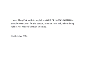 14 10 06 Application for Writ of Habeas Corpus